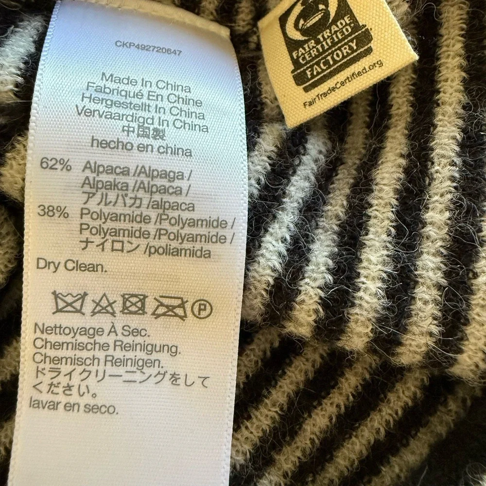 NWT Madewell Womens Alpaca Wool Blend Cowl Neck Sweater Black White Stripe XXL‎